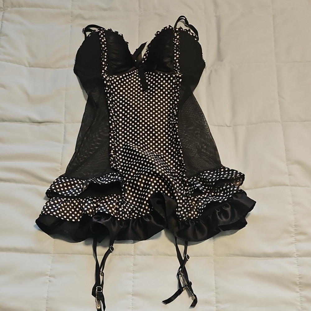 Victoria's Secret Black and White Polka Dot Lingerie